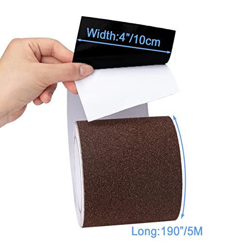 Yorwe Anti Slip Tape for Stairs & Ramps, Traction Grip (4" x 190", Brown) - color: Brown, size: 4" Width x 190" Long