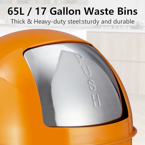 65L/17 Gallon Heavy Duty Stainless Steel Tall Commercial/Kitchen Trash Can, Round Open Top Waste Bin for Indoor and Outdoor, Durable Garbage Bin for Home Office Restaurant (TC04)