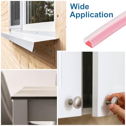 PATIKIL Silicone Weather Stripping Door Seal, 9.8 ft D Shape Weather Stripping Self Adhesive Door Seal Strip for Door Frame, Window Sealing, Large Gap, 25/64" Wx5/128 Tx5/16 H, Clear/Red - size: 9.8 ft Long, 25/64"Wx5/128"Tx5/16"H
