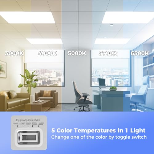 AIKVSXER 24 Pack 2x4 LED Flat Panel Light, Dimmable Recessed Drop Ceiling Light Fixture for Office Kitchen,9100LM,Switchable 5CCT 3000K/4000K/5000K/5700K/6500K, 5 Wattages 30W/40W/50W/60W/70W - size: 2x4-24p