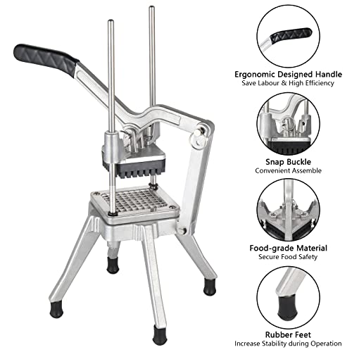 ROVSUN Commercial Vegetable Chopper French Fry Cutter Potato Slicer Fruit Chopper, Super Value Set of Suction Feet, 1/2'', 3/8'', 1/4'', 8-Wedge Blades and Pusher Blocks for Restaurant, Home & Kitchen - size: Lever Style