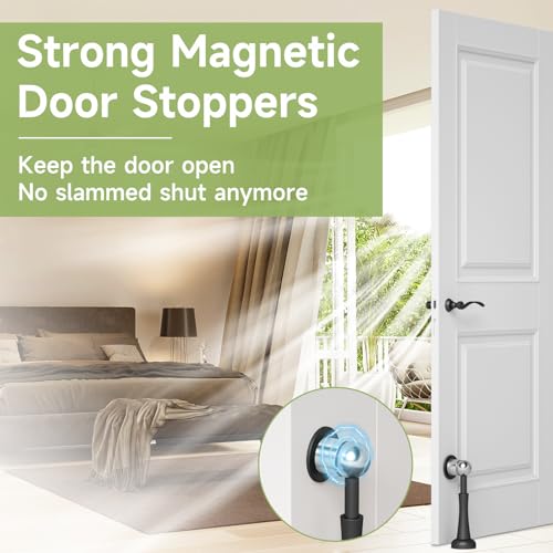 5PCS Magnetic Door Stop, 3.94Inch Spring Door Stoppers for Wall - color: Black