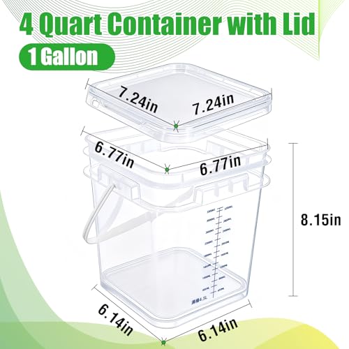 DEMORA 1 Gallon Food Storage Buckets with Lids, 3300mL Scale, 2-Pack