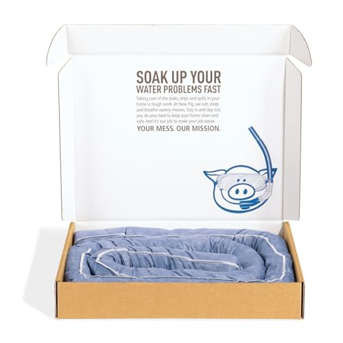 PIG Mildew-Resistant Absorbent Sock | Water Absorbing Snake | 3" W x 10' L | Absorbs up to 2.5 gal per Sock | 1 Count | PM50637 - color: Blue, size: 3" W x 10' L, style: 1-Pack