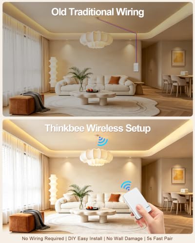 Thinkbee 3 Way Wireless Switch and Receiver Kit, Dual Remote Control - size: 2 switch+1 receiver