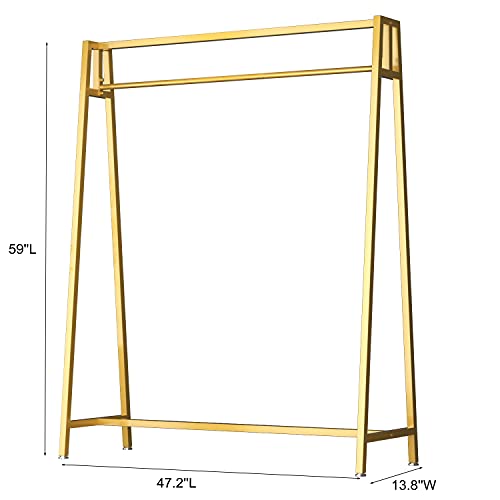 HOMEKAYT Gold Clothing Racks for Hanging Clothes,Modern Metal Heavy Duty Garment Rack,Portable Retail Display Rack Iron Clothing Racks 47''L-Gold - color: Gold