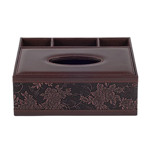 Multifunction PU Leather Tissue Box Holder/Cover Rectangular Upgrade Large Size Stationery Napkin Remote Control Storage Box,Facial Tissue Dispenser Organizer Caddy Home Office Supplies (Retro) - color: Retro