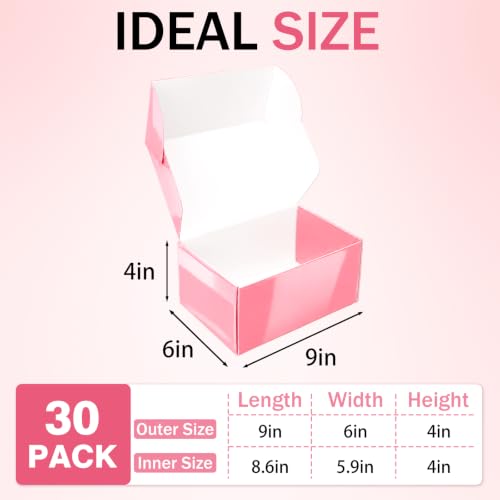 9x6x4 in Shipping Boxes for Small Business 30 Pack, Cute Pink Corrugated Mailer Boxes Bulk - color: Glossy Pink, size: 9x6x4 30 Pack