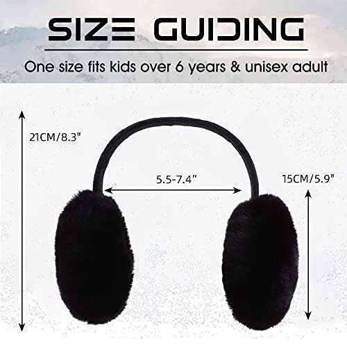 Peecabe Winter Women Earmuffs Faux Fur Unisex Ear muffs Foldable Ear Cover - color: Black