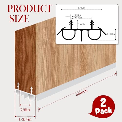 2 Pcs 36" White Double Bubble Kerf Door Sweep - color: White