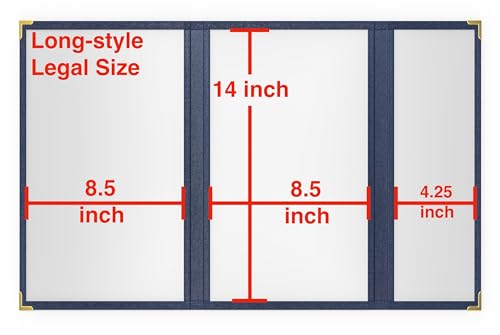 10 Pcs Blue Menu Cover 8.5x14 & 4.25x14, Asymmetric Trifold, Crystal-Clear - color: blue, size: Trifold/2.5 Pages - 8.5" x 14"