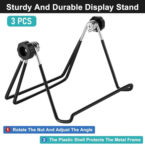 Hotop 3 Pack 7 Inch Plate Stand Display Plate Holder, Black - color: Black