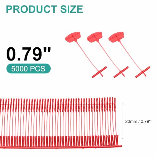 Standard Tagging Gun Fasteners 5000 Pcs 0.8 Inch Label Gun Price Tagging Barbs Clothing Tags Barbs Attachments for Clothes Fabric Price Label Garment, Red - color: Red, size: 0.8 Inch