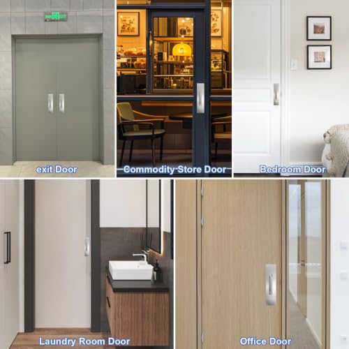 Stainess Steel Door Push Plate, Heavy Duty Door Handle Push Pull Plate, Silver Door Handle Plate for Home/Office/Warehouse/Public (M 2 Pack) - size: M 2 Pack