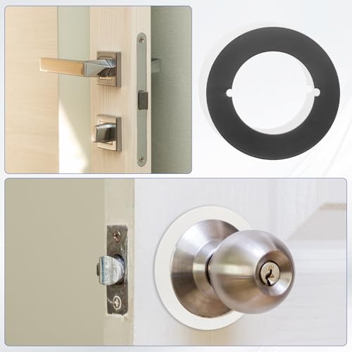 PATIKIL Door Knob Plates, 2 Pcs Round Plate Cover for Door Deadbolt Double Side Knob Handle Repair Kit Cover Filler Fixing Repair Backplate, Black - color: Black