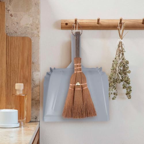 Small Metal Dust Pan and Brush for Fireplace, Garage, Shop, 9" Wide - style: Metal Dustpan