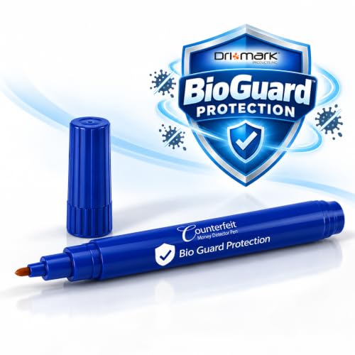 Dri Mark 10 Pack Counterfeit Bill Detector Marker Pen with Bioguard, Made in The USA, Pocket Size, Fake Money Checker - Money Loss Prevention Tester & Fraud Protection for U.S. Currency - style: 10 Pack Bioguard