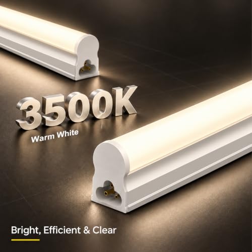 LightingWill 4 Pack LED Shop Light 2FT, Warm White 3000-3500K, 10W, Linkable T5 Integrated Fixture, Utility LED Ceiling and Under Cabinet Light, Corded Electric with Built-in ON/Off Switch - color: Warm White, size: 2FT-4Pack