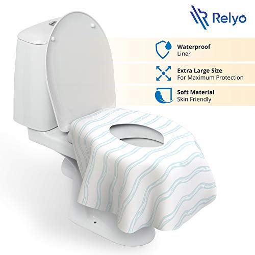 Relyo Disposable Toilet Seat Cover for Travel – 20 Pack with Covers Wrapped in Sets of 2, Non-Flushable Liners, Fits Most Seats – Kids, Toddlers, Adults (Waves, 20) - color: Waves
