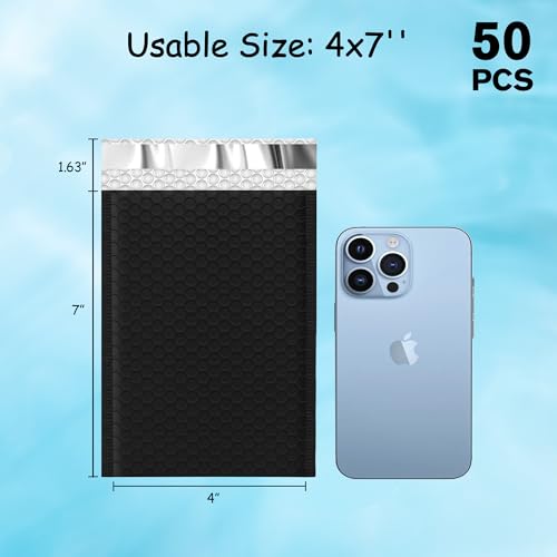 Thank You Bubble Mailers 4x8'' 50 Pack, Self Sealing Padded Envelopes, Strong Adhesion Bubble Envelopes, Waterproof Mailing Envelopes, Cushioning Shipping Envelopes - Black - color: Thank You Black, size: 4x8" 50Pcs