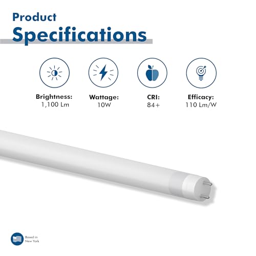 2 ft. T8 G13 LED, F17T8/841, Type A Plug & Play, 4100K, Frosted - color: 841 Cool White