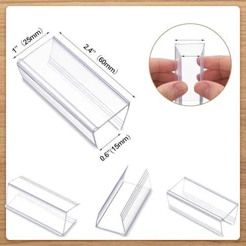 Weysat 100 Pcs Wood Shelf Label Holders Clear Plastic Price Tag 2.4″ x 1″