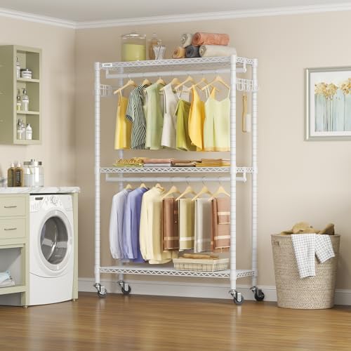 VIPEK R2 Plus Clothing Rack Heavy Duty Rolling Closet for Hanging Clothes - color: White, size: R2 Plus