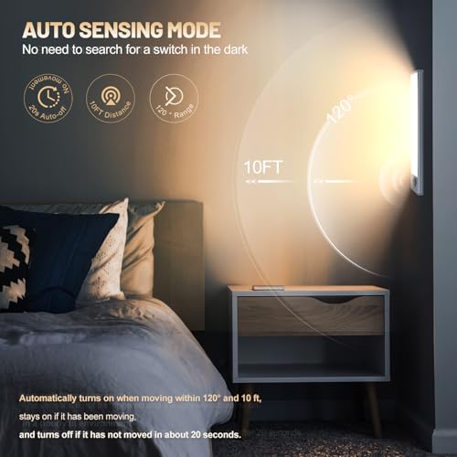 6 Pack Under Cabinet Lighting, 32 LED Motion Sensor Light Indoor Rechargeable Magnetic Closet Lights Battery Operated, Under Counter Lights for Kitchen, Wardrobe, Hallway, Stairs Warm White Light - color: Warm White Light, size: 8inch