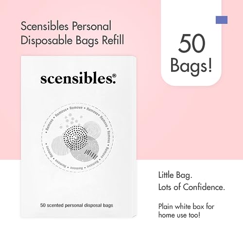 Scensibles Personal Care Disposal Bags Refill Box (50 Count) – for Tampons, Pads, Liners, Condoms & More – Discreet, Hygienic & Odor-Reducing