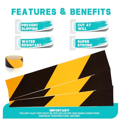 Black Yellow Floor Marking Tape, 2 in x 110 ft - size: 110ft
