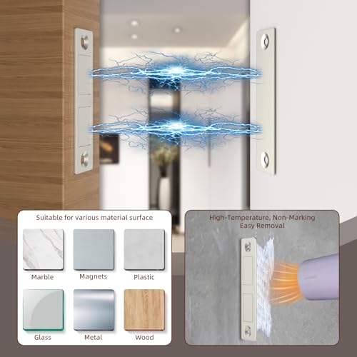 Jiayi Cabinet Door Magnets Stick On, 2 Pack 30 LB Heavy Duty Ultra Thin Invisible Cabinet Magnets, Door Magnetic Catch No Screw Drawer Magnet Inserts for Wardrobe Cupboard Sliding Doors Stay Closed - color: Sliver-Adhesive