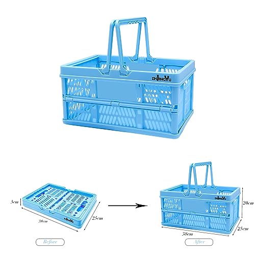 Collapsible storage crates ,plastic baskets for organize 14.96x 9.84"x7.87" - color: Blue, size: 14.96"x9.84"x7.87"