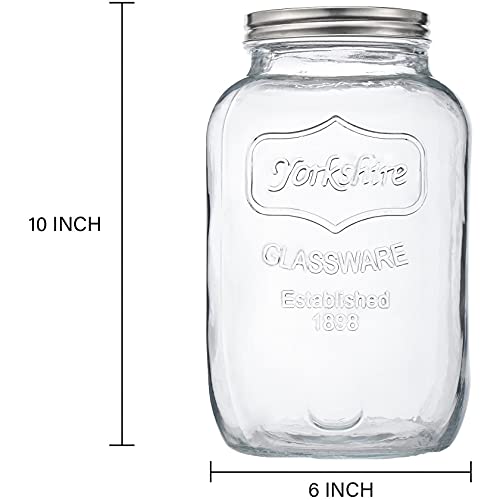CATPOWER 1 Gallon Large Glass Jar With Mouth Canning Jar Kitchen Storage Jar Cookie Candy Penny Jar with Stainless Steel Screw Lid
