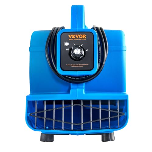 VEVOR Floor Blower, 1360 RPM 600 CFM, Air Mover for Drying and Cooling, Portable Carpet Dryer Fan with 4 Blowing Angles,3-Speeds Adjustment, for Janitorial, Home, Plumbing, Commercial Use - size: 600 CFM (3-Speed)