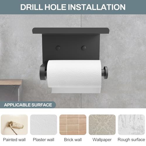 SetSail Toilet Paper Holder with Shelf, Matte Black - color: Matte Black, size: 1 Packs