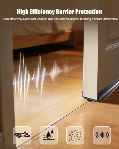 1 Pcs 1-3/4" x 36" U Shaped Aluminum Door Bottom Sweep, Black - size: 1 Pcs,Black