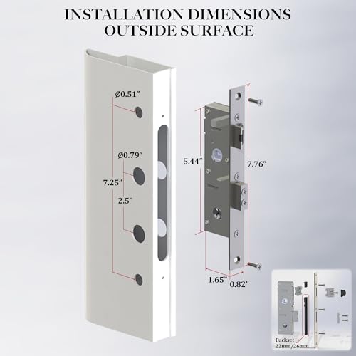 House Guard Storm Door Lock Body, Flat Slot, Adjustable 22/26mm Backset - style: Compatible with American-style lock cylinders