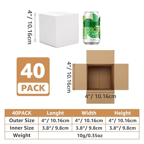 EXYGLO 40 Pack 4x4x4 Shipping Boxes for Small Business, White Corrugated Cardboard Small Box for Packaging, Moving, Mailing, and Storing - color: 40 Pack White, size: 4x4x4 Inch