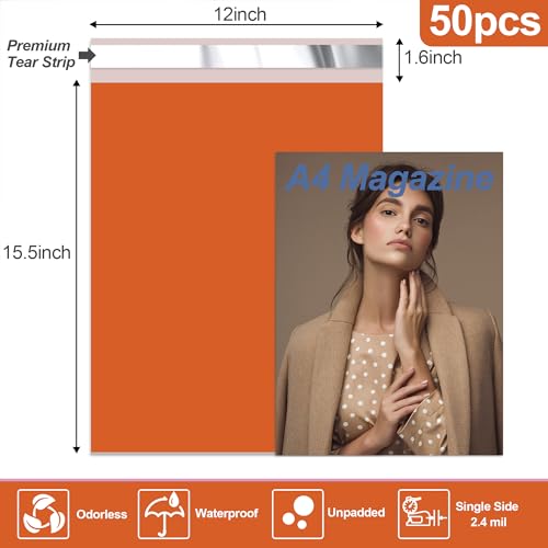 JinRuiKJ Poly Mailers 12x15.5 Inch, 50 Pcs Shipping Bags, Orange - color: Orange, size: 12*15.5inch 50pcs