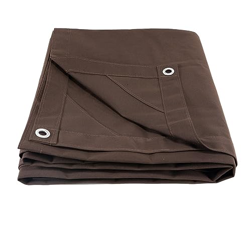 6' x 8' Dark Brown Canvas Tarp 12oz - Water Resistant & Breathable - Heavy Duty Tarps - Multipurpose Tarpaulin Cover for Camping Tent - color: Dark Brown (1 Pc), size: 6' x 8'
