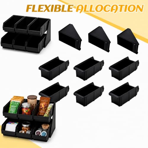 Novabright 6 Compartment Serve Condiment Bin Self Serve Condiment Packet - style: 6 Bin 2 Tier