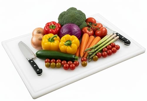 Extra Large Cutting Board 24x18 with Groove, 3/4" Heavy White Plastic - color: White, size: 24"L x 18"W