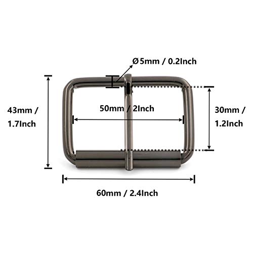 BIKICOCO Roller Buckle, 2 Inches Heel Rolling Bar Buckles for Bags Leather Webbing Straps - color: Gunmetal X 10 Pcs