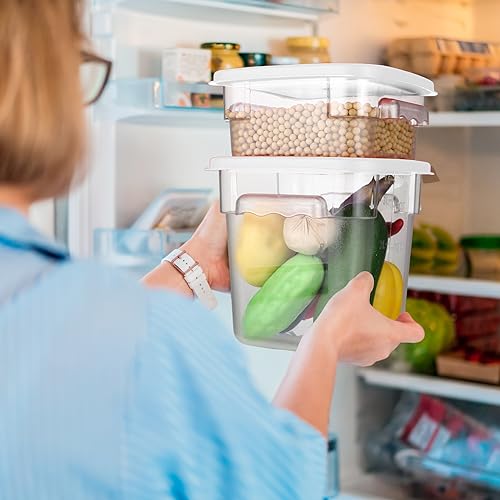 Barydat 4 Pcs Square Food Storage Containers with Lids 2qt & 4qt, White - color: White