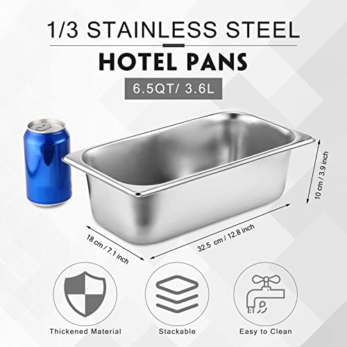 Thenshop 10 Pack Stainless Steel Steam Table Pans - color: Standard, size: 1/3 Size-4 Inch Deep