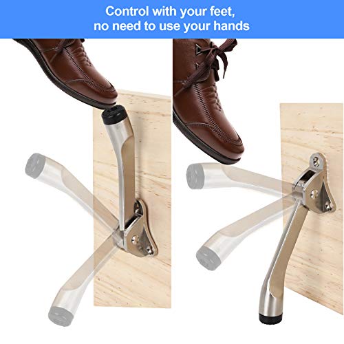 4 Pack Kickdown Door Stop, Commercial Heavy Duty Door Stops for Bottom of Door, Kickstand Door Stopper with Rubber Tip and Spring Lever, Adjustable, Easy to Kick Down Door Stoppers and Release - color: Silver - 4 Pack