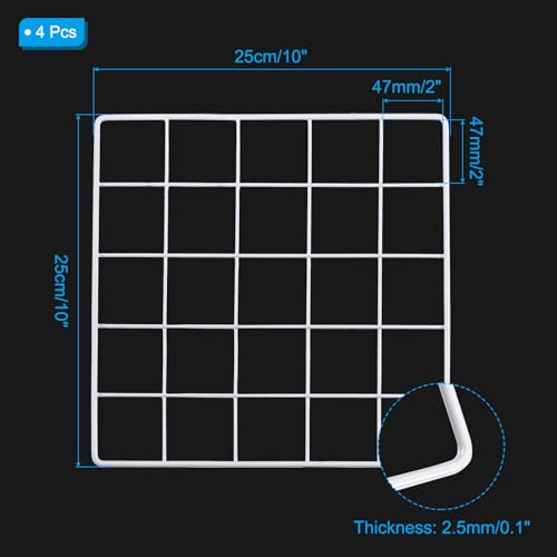 PATIKIL Wall Grid Panel Metal Wire Photo 10x10 White 4Pcs - color: White, size: 10x10inch