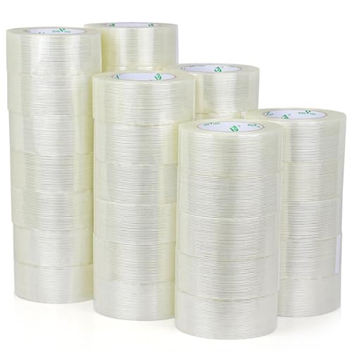 BOMEI PACK 36PACK Reinforced Packing Tape, 5.5Mil 2Inx 55Yds, Heavy Duty Filament Strapping Tape 2inch for Packing Shipping, Moving and Storage, Total 1980yds - size: 36Rolls (2inch x 55yds)