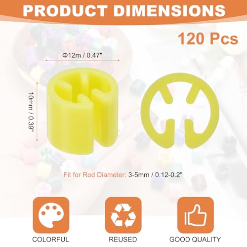 uxcell 120Pcs Clothes Hanger Size Markers,Fit 3-5mm Rod Tags,Yellow - color: Yellow