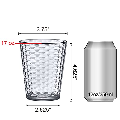 Amazing Abby - Snowflake - 16-Ounce Plastic Tumblers (Set of 8), Clear Reusable Plastic Drinking Glasses, Stackable, BPA-Free, Shatter-Proof, Dishwasher-Safe - style: All-Clear, 16 oz